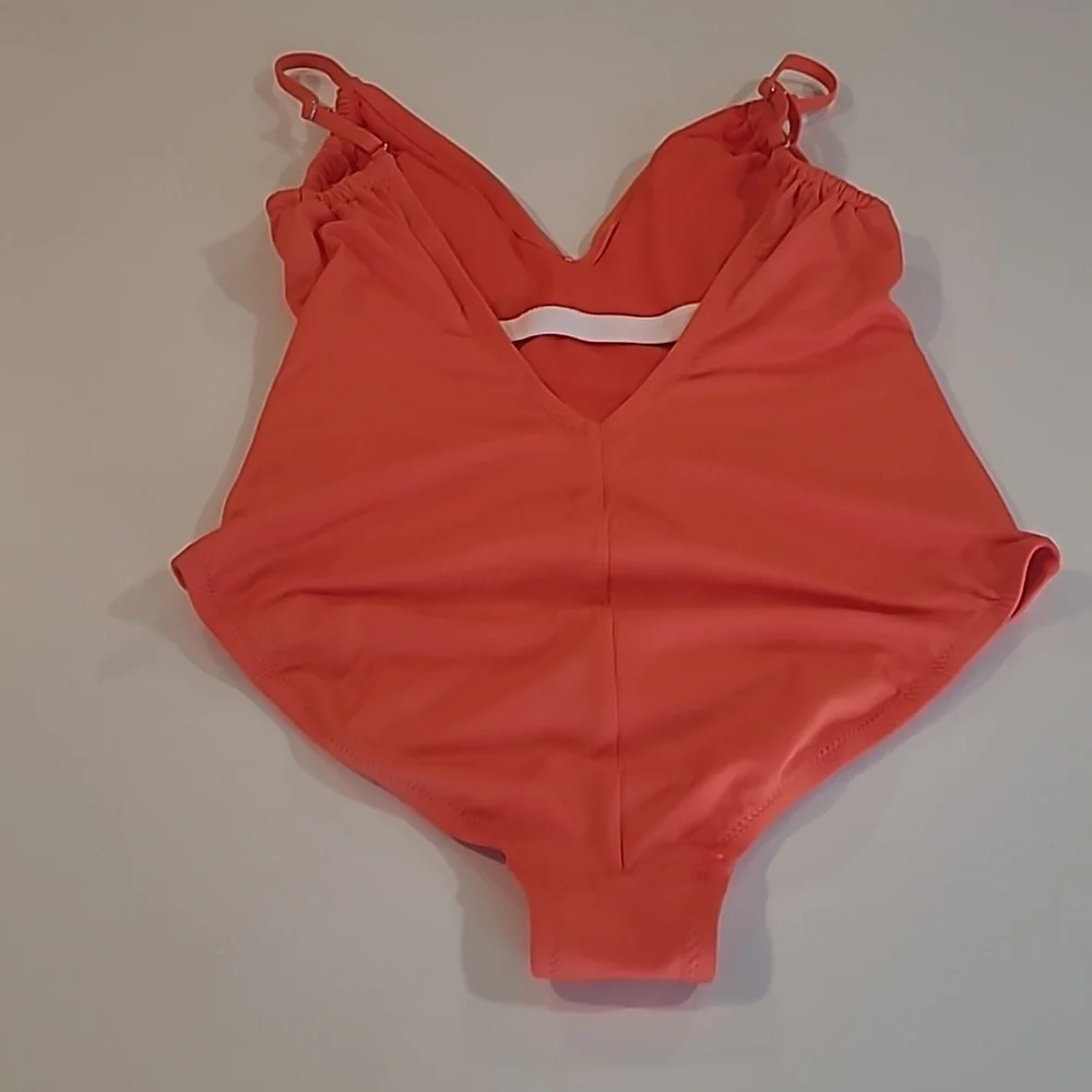 EUC KONA SOL Bright Orange 1 Piece Plunge Adjustable Strap Bathing Suit - Picture 7 of 12